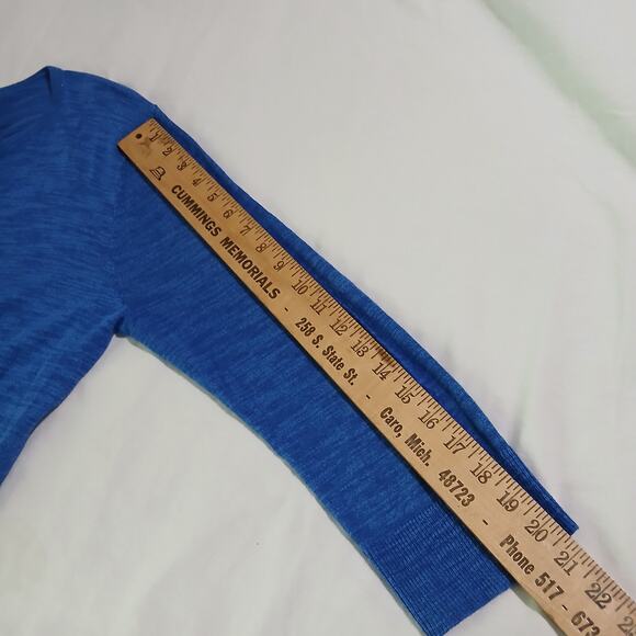 Cable & Gauge Large Royal Blue Cotton Blend Cardigan Sweater Lightweight - Picture 10 of 12